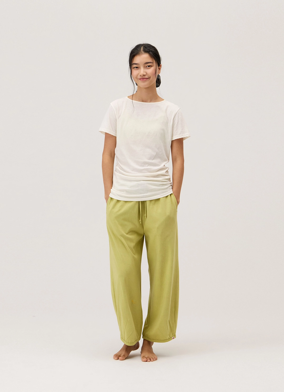 부디무드라 Pleats crop pants_Leek Green 상품 이미지 1