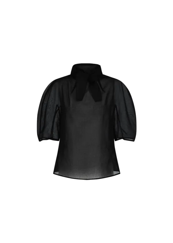 Knotted Collar Top, Black