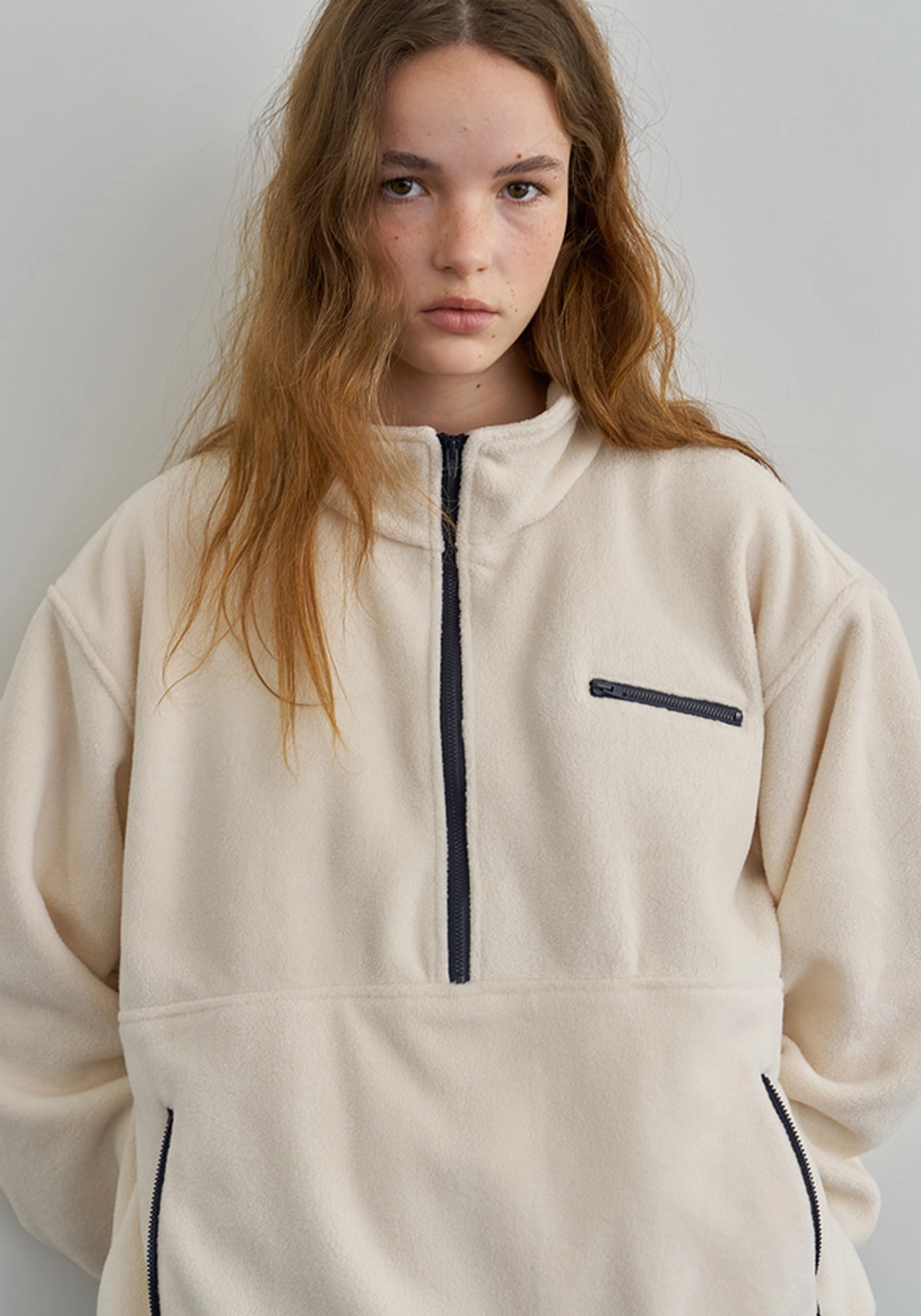 이브세이지 Half-zip pullover fleece (Ivory) 상품 이미지 2