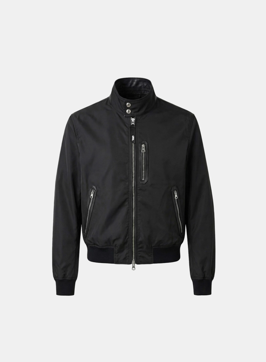배드블러드 [w-jkt26-037] Contour Technical Leather Panel High-Neck Jacket - Black 상품 이미지 1