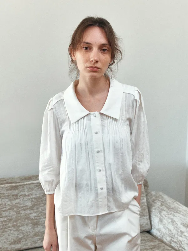 TIS PINTUCK VOLUME BLOUSE_WHITE