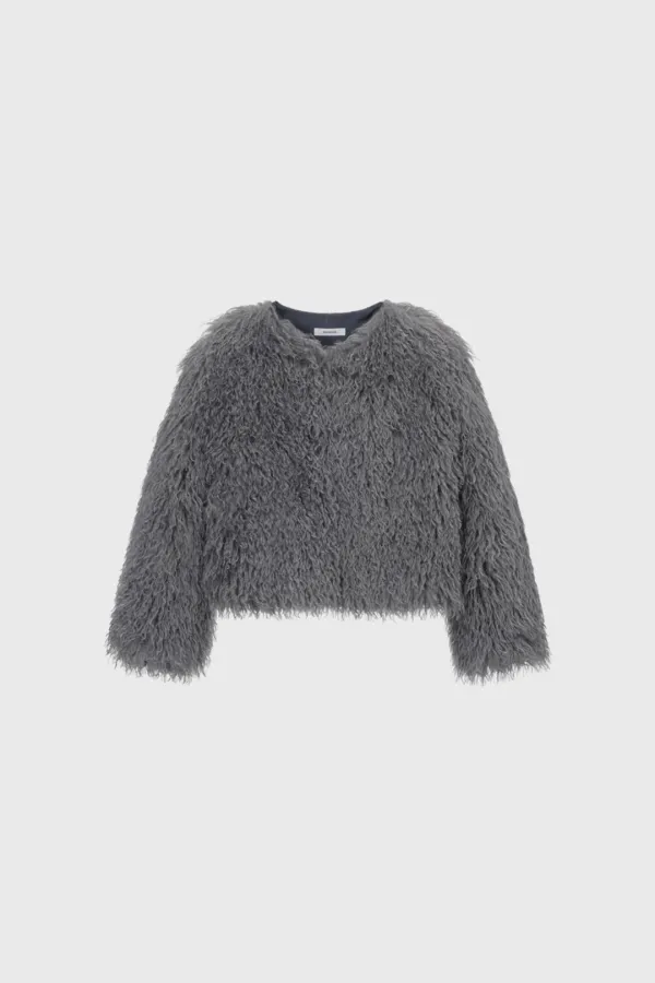 Curly Pile Short Jacket (Gray)