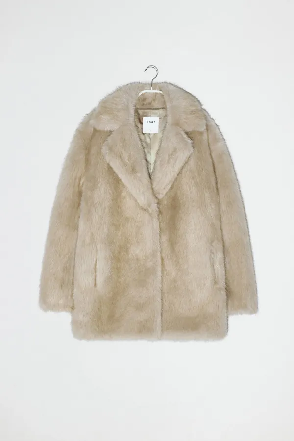 PURE ECO FUR COAT - BEIGE