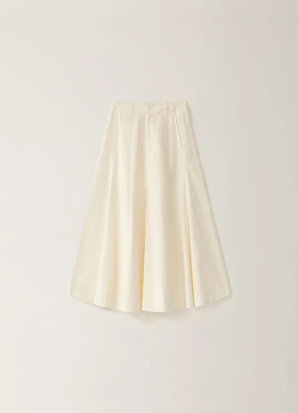 Flared Incision Long Skirt - Ivory