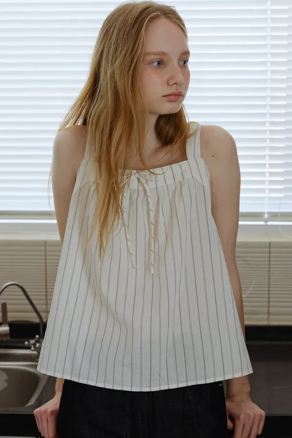 stripe string top [Italian fabric] (off white)