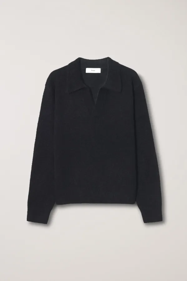 UNISEX OPEN COLLARED SWEATER BLACK