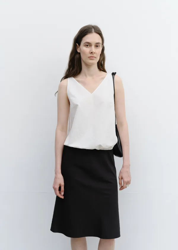 V neck Banding Top in White