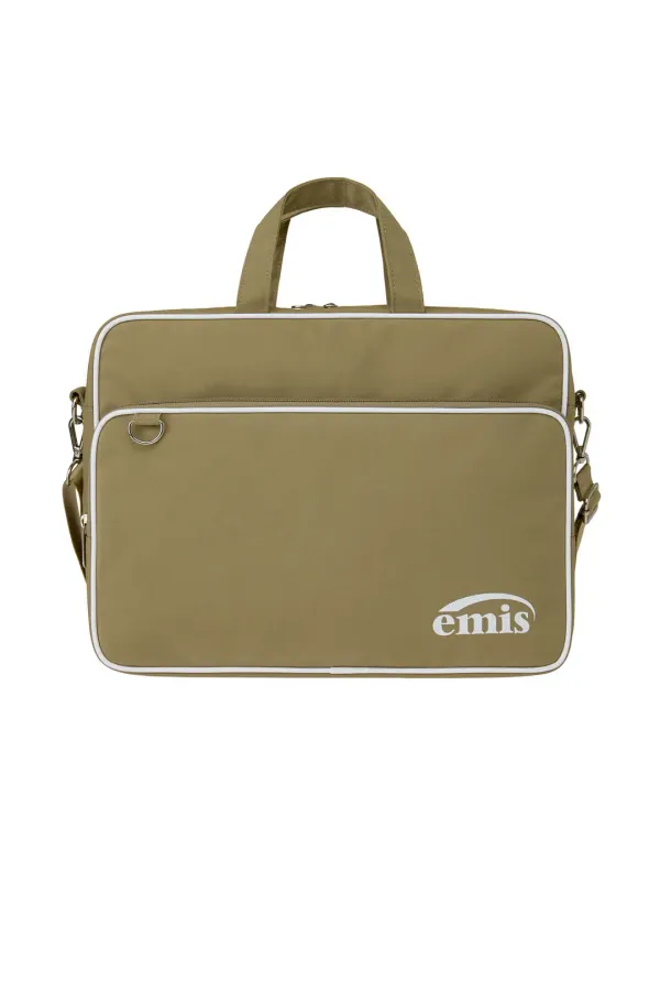 NYLON ZIP-POCKET MESSENGER BAG-BEIGE