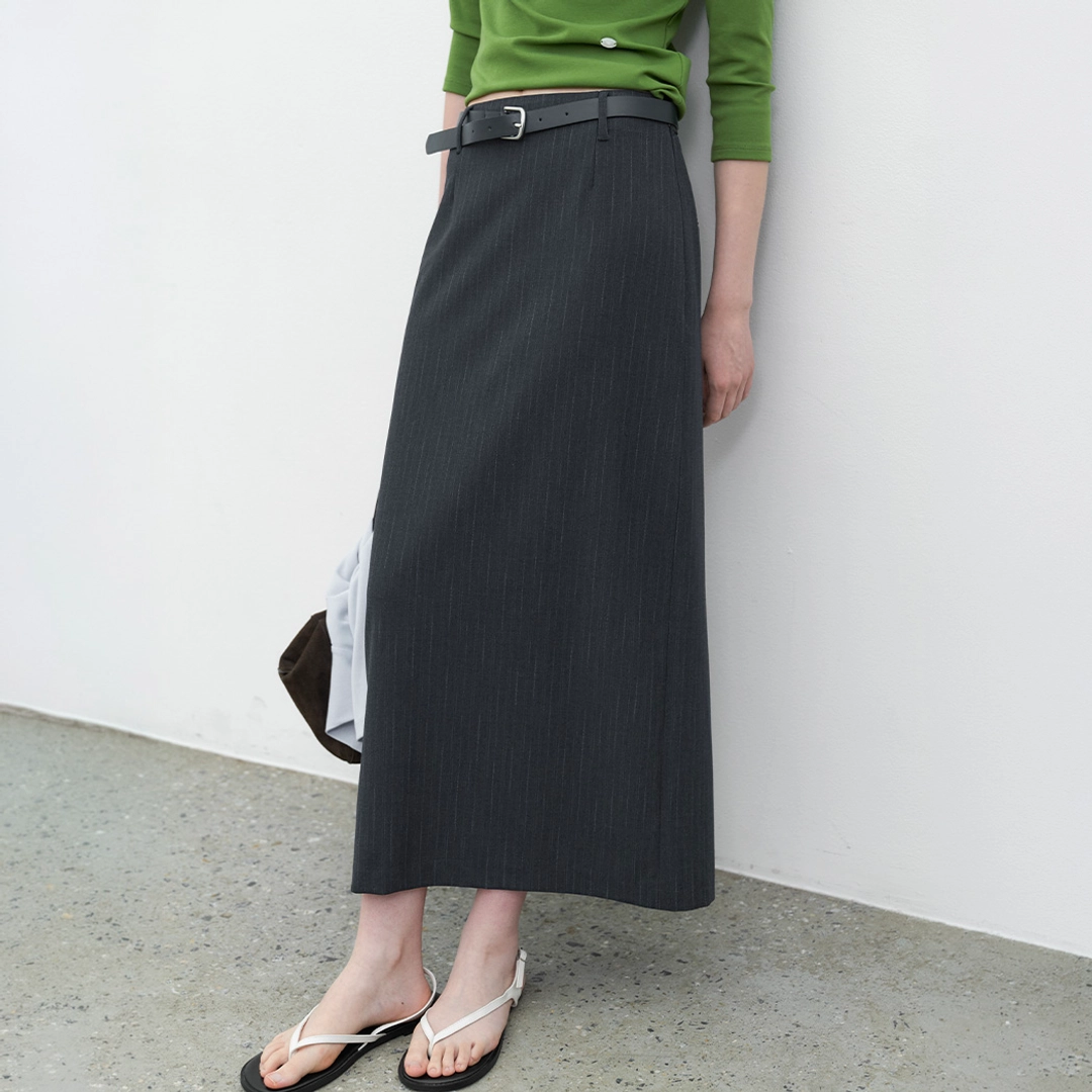 아뜰리에 나인 (SK-5116)BELTED H-LINE LONG SKIRT S 상품 이미지 1