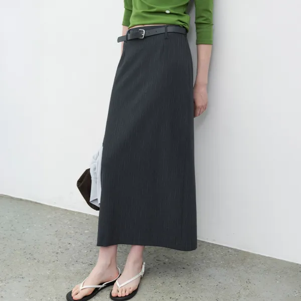 (SK-5116)BELTED H-LINE LONG SKIRT S