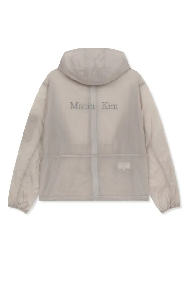 BACK LOGO HOODY WINDBREAKER FOR MEN IN LIGHT GREY