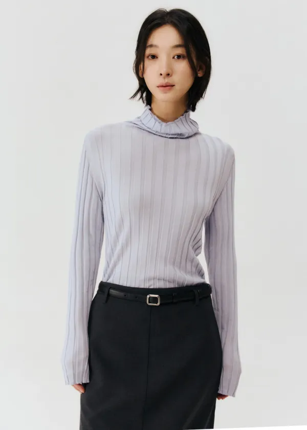 켈린 리브드 하이넥 니트