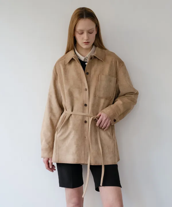 Suede shirts jacket [KNSS05JK09]_Beige
