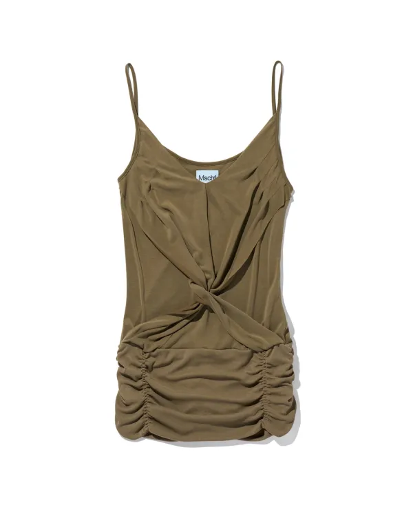 TWIST DRAPED SLEEVELESS_KHAKI
