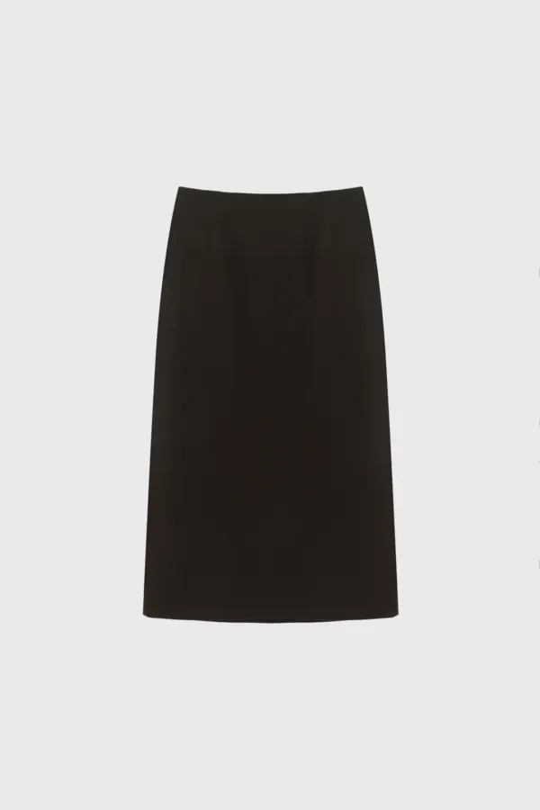 Wool basic H skirt (dark gray / brown)