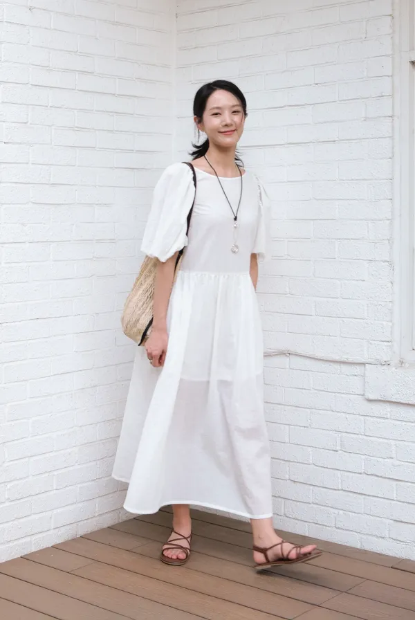 Claire Puff Dress (White)
