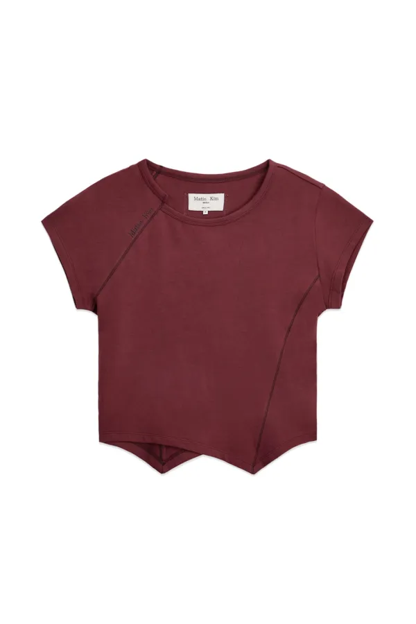TWIST POINT SLIM TOP IN BURGUNDY