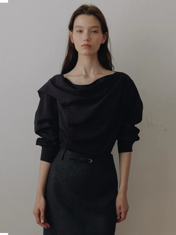 Flora Wave Scarf Blouse_2Color