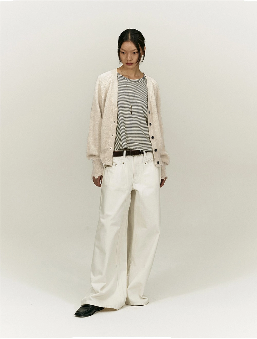 솔티페블 DIAGONAL LINE WIDE JEAN [WHITE] 상품 이미지 2