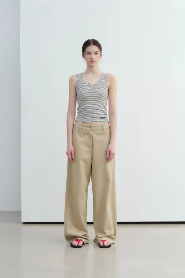 Bess Cotton Pants - Beige