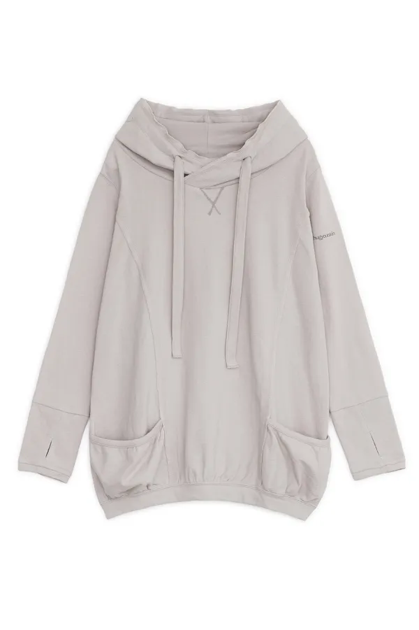 Hooded cotton loose dress (Graish Pink)