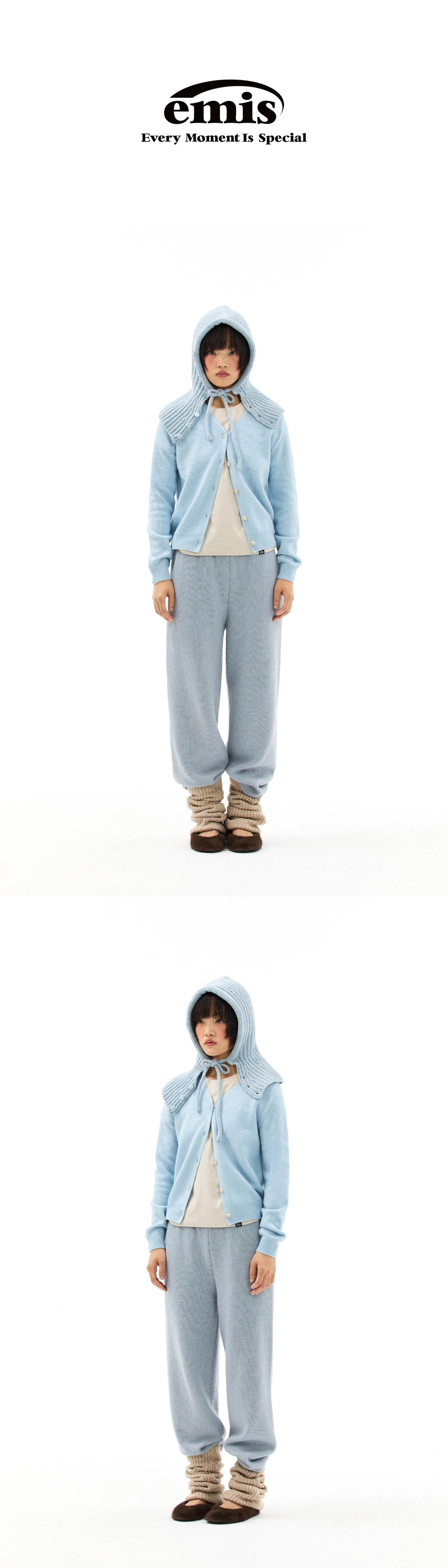 이미스 (W) V-NECK CARDIGAN-SKY BLUE 상품 이미지 2