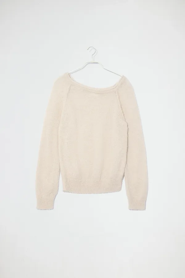 BOUCLE ONE SHOULDER PULLOVER - OATMEAL