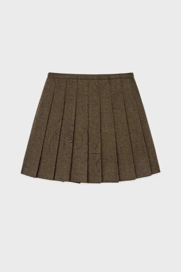 SN Wool Blend Pleated Skirt (Brown)