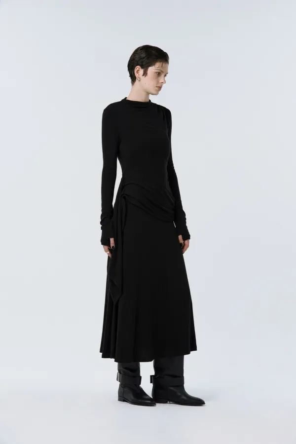 Draped Jersey One-piece [ Black ]