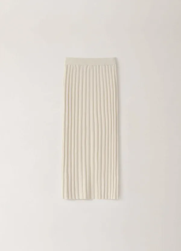 [Limited] Ribbed Slim Maxi Skirt - Ivory