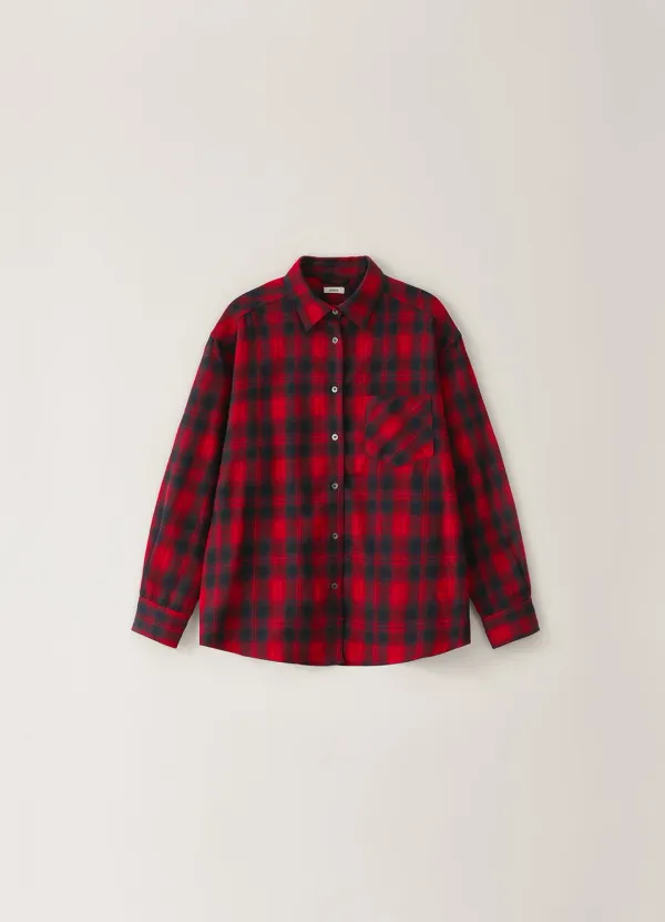 [Limited] Check One-Pocket Shirt - Red