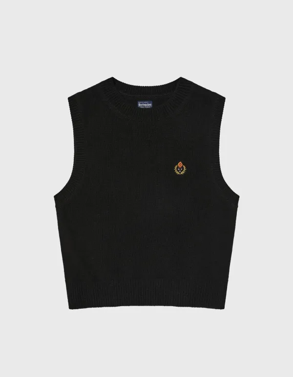 CREST WOOL CASHMERE VEST (W) / Black