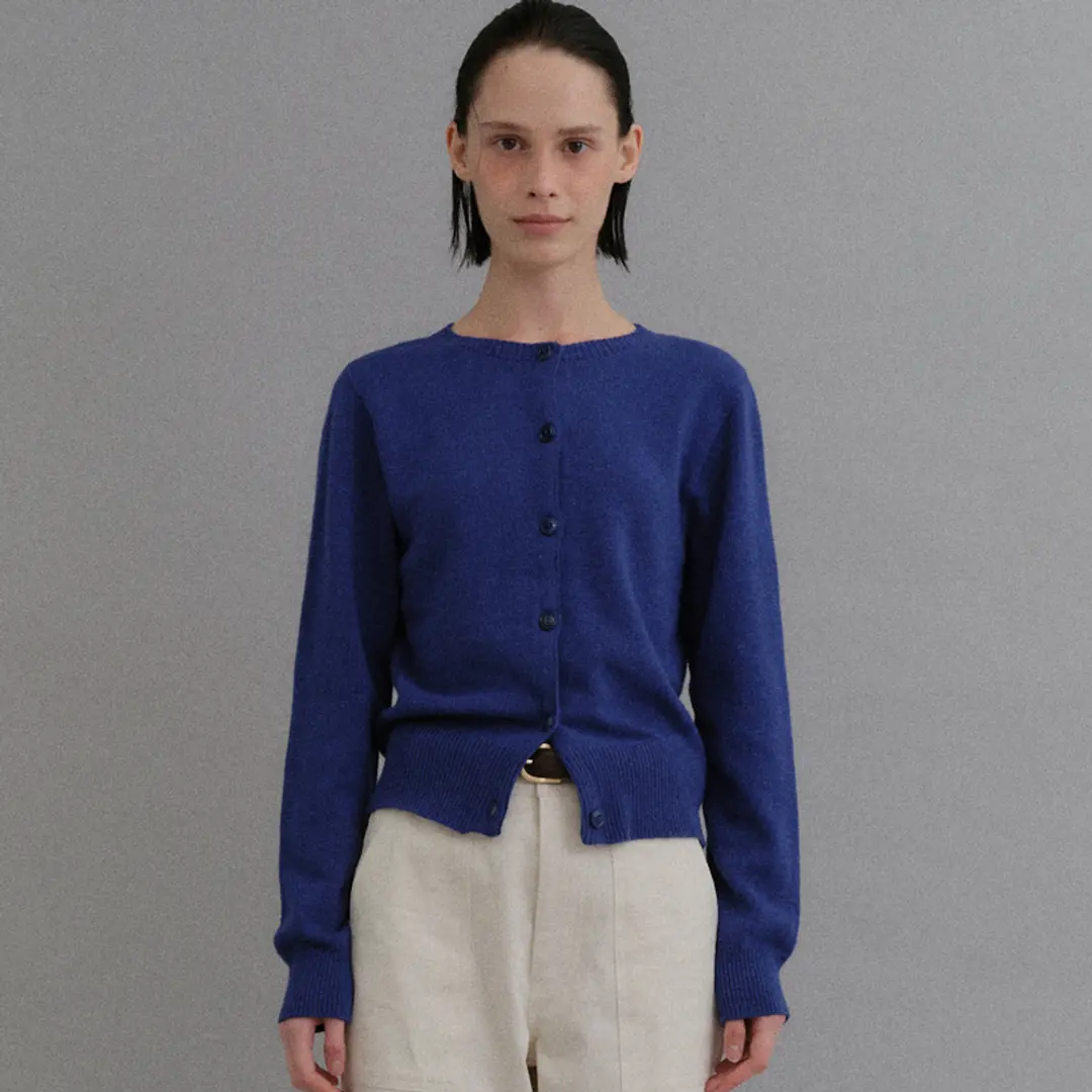 베이오드 Cashmere wholegarment round cardigan_blue 상품 이미지 2