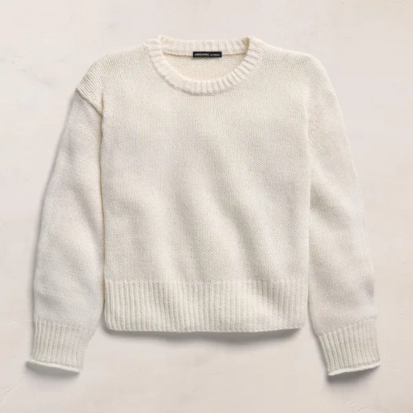 Textured Linen Cotton Sweater - Off White