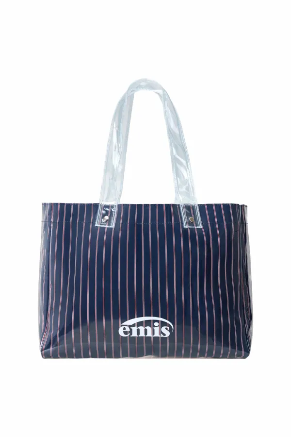 CLEAR STRIPE SHOULDER BAG-NAVY