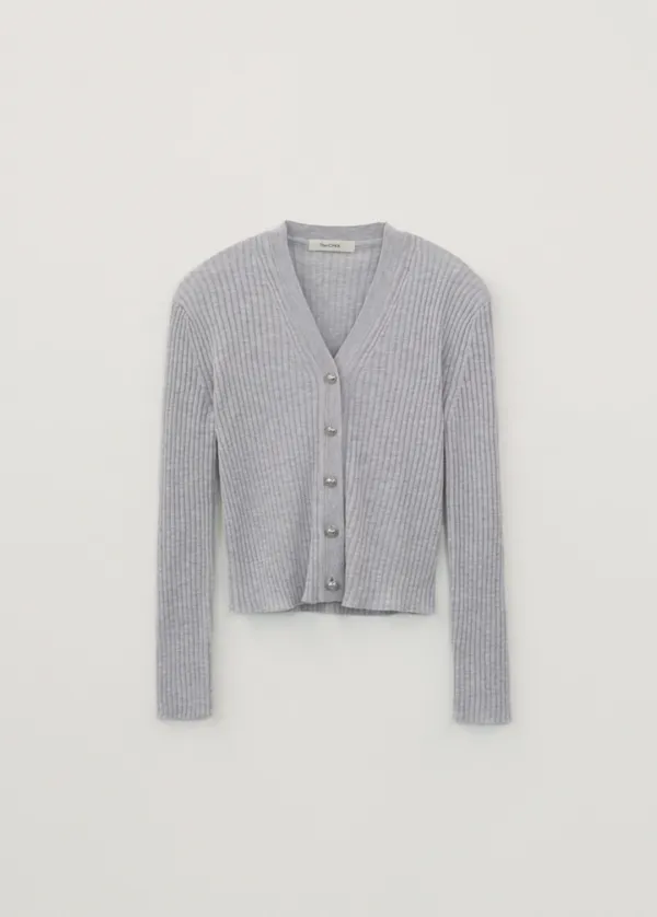 CHIXLABEL H 엘로 메탈릭 니트 가디건
