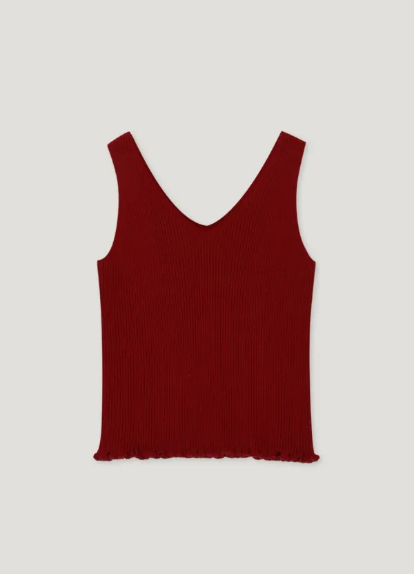 Frill Knit Sleeveless(Red)