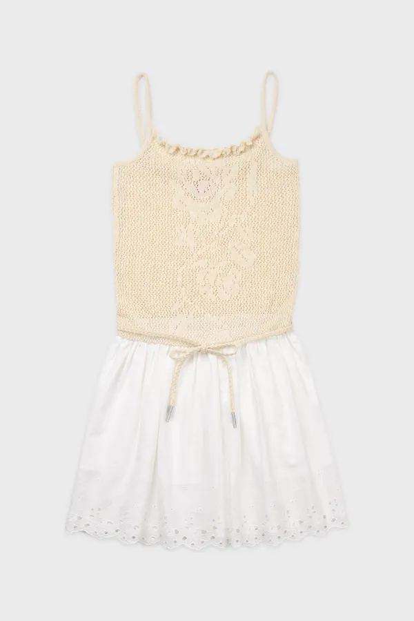 Crochet Rose Knit Onepiece (Cream)