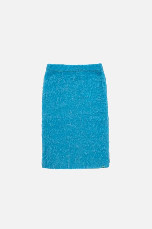 FUZZY KNIT LONG SKIRT - BLUE