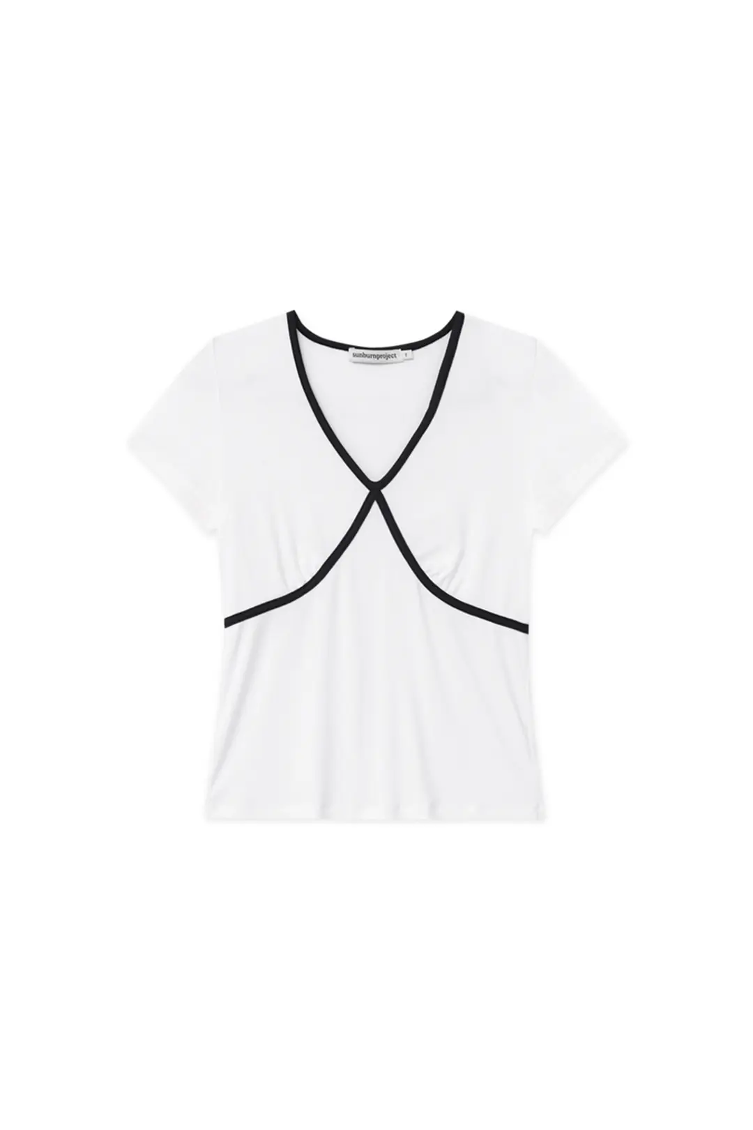 썬번프로젝트 COLORBLOCK V-NECK T-SHIRT, WHITE 상품 이미지 1