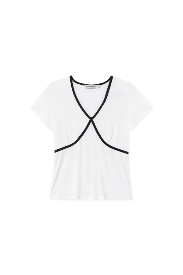 COLORBLOCK V-NECK T-SHIRT, WHITE
