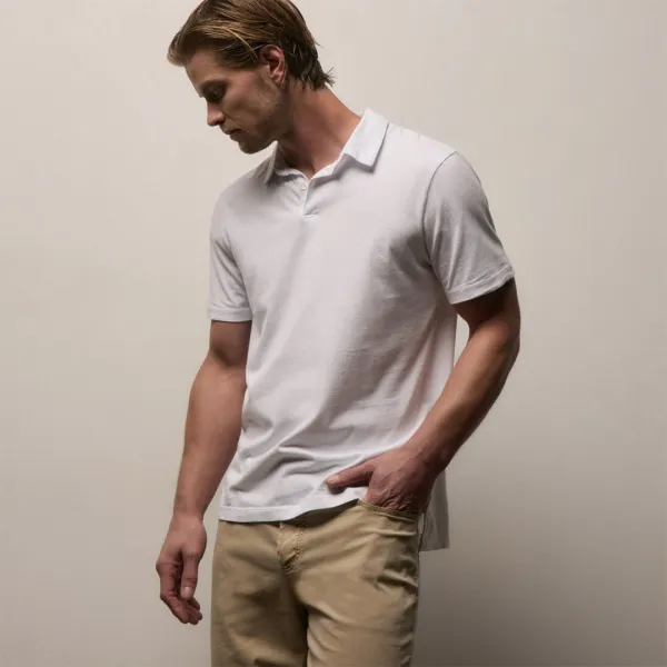 Sueded Jersey Polo - White