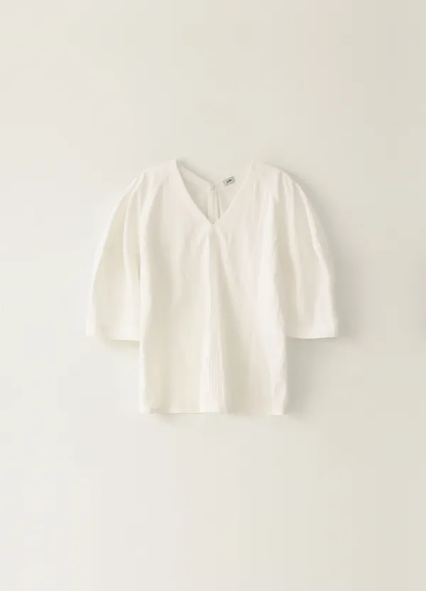 V-neck Volume Blouse - White