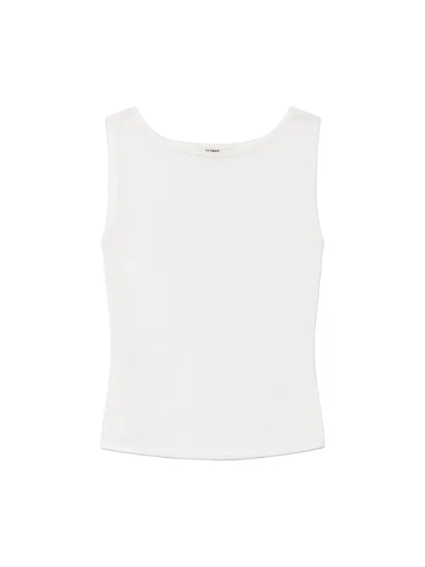 [2nd] G KNIT SLIT SLEEVELESS TOP (WHITE)