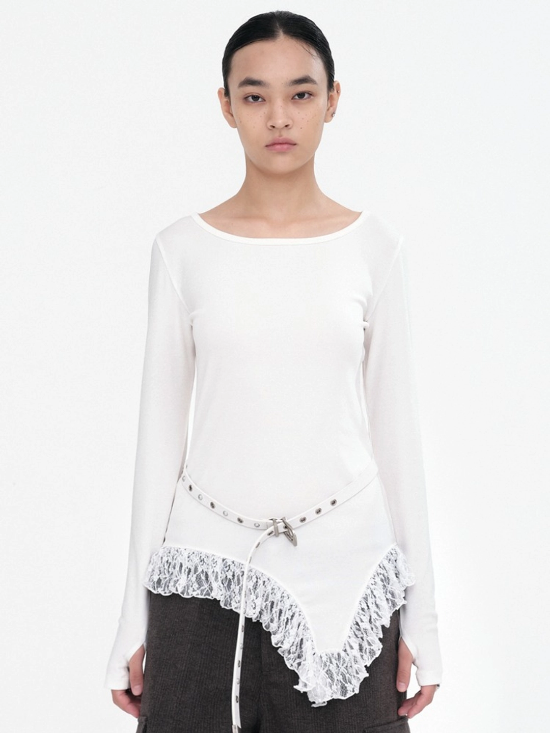 밀로 우먼 Ruffle Long Sleeve Top [Ivory] 상품 이미지 2