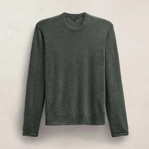 Soft Featherweight Cashmere Crew - Dark Olive