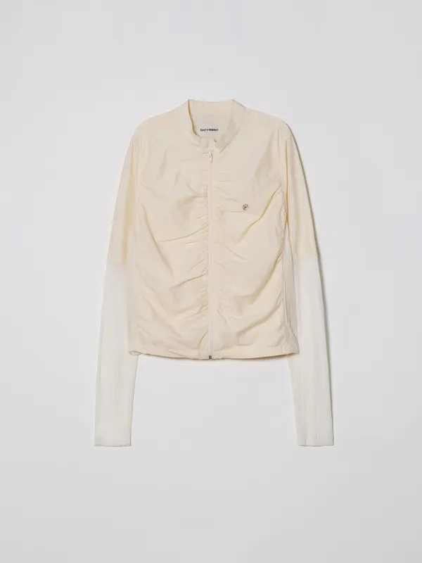 SHIRRING ZIPUP JACKET [IVORY]