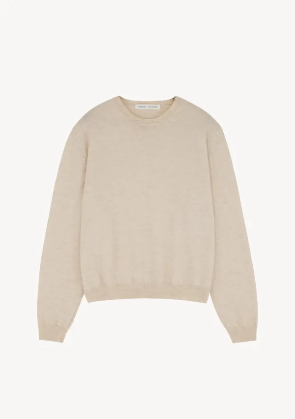 Merino Classic R-Neck Knit in Oatmeal