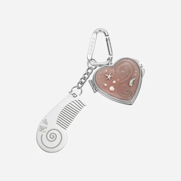 diving heart mirror keyring-coral