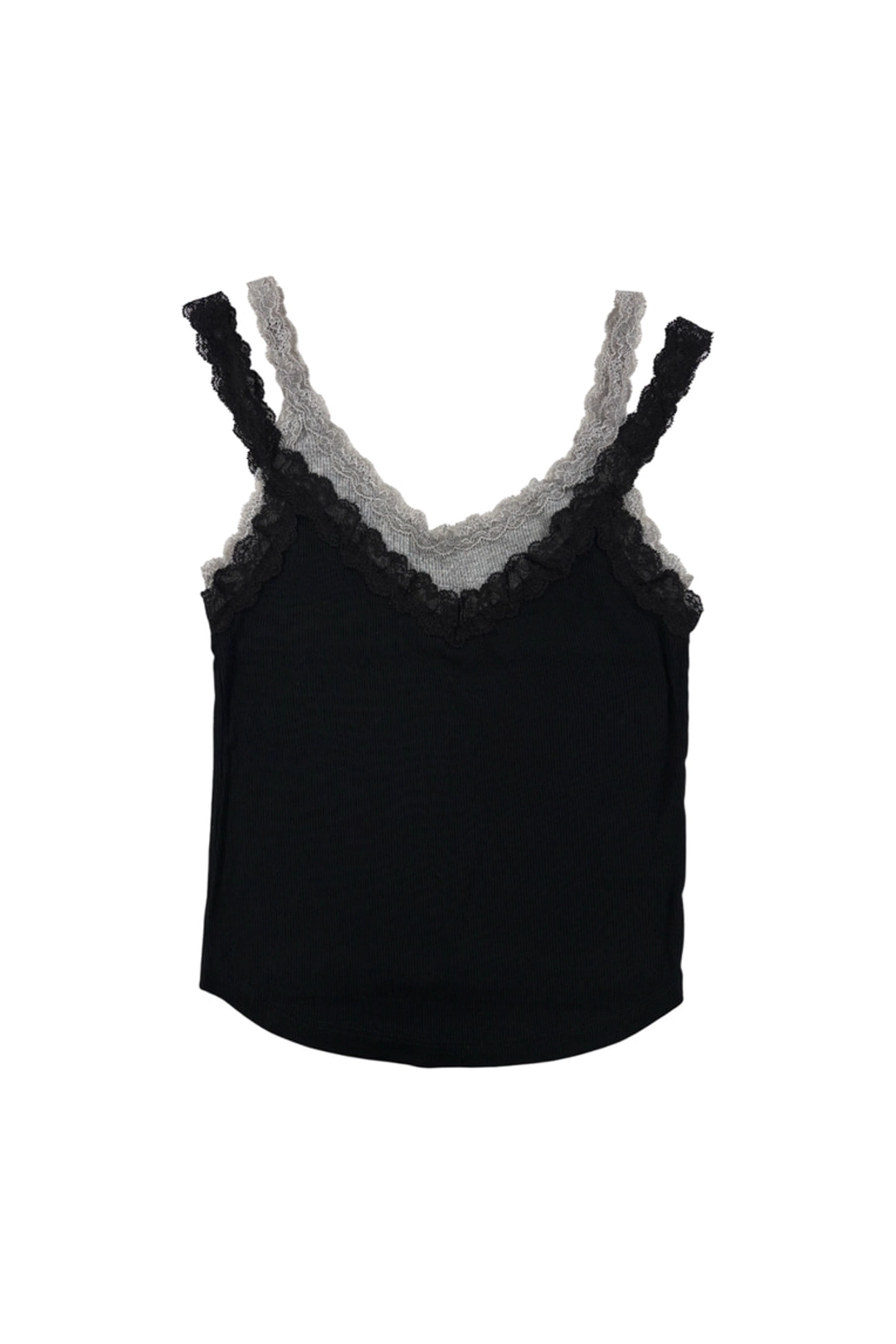 투머치택스 LAYERED LACE CAMI-TOP (BLACK) 상품 이미지 1